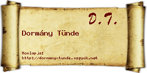 Dormány Tünde névjegykártya